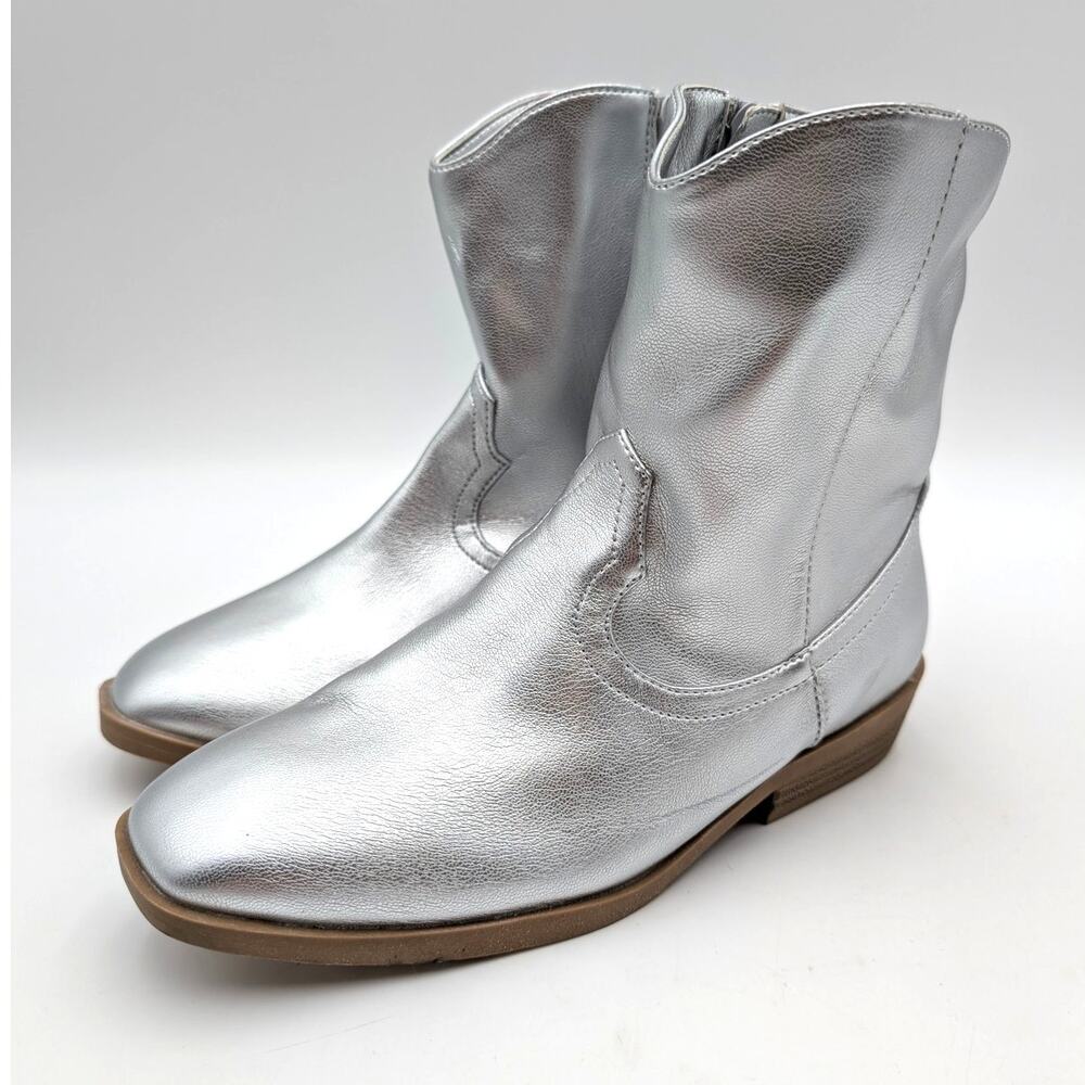 DV by Dolce Vita Shayke Western Boots Side Zip Kids' Silver Size US3